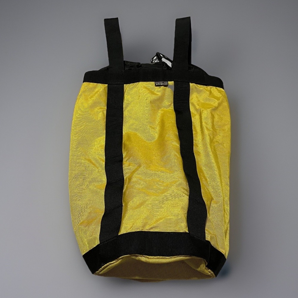 Patagonia Yellow Black Nylon Outdoor Tool Sak Hiking Convertible Tote Back Bag